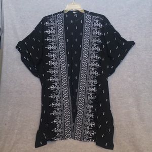 Slim Factor by Investments Boho Bohemian Slimming Black Long Line Cardigan